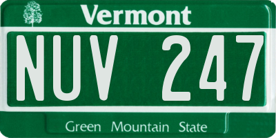 VT license plate NUV247