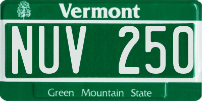 VT license plate NUV250