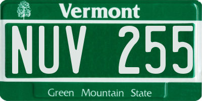 VT license plate NUV255