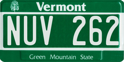 VT license plate NUV262