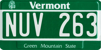 VT license plate NUV263