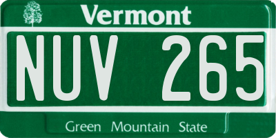 VT license plate NUV265