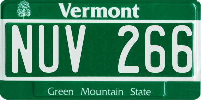 VT license plate NUV266