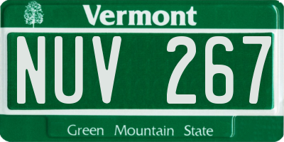VT license plate NUV267