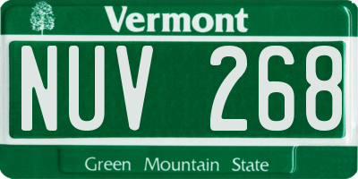 VT license plate NUV268