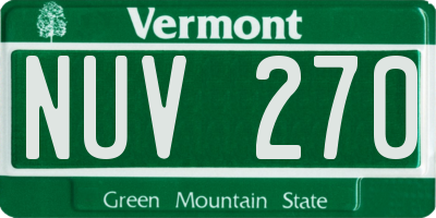 VT license plate NUV270