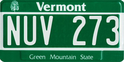 VT license plate NUV273