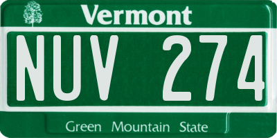 VT license plate NUV274