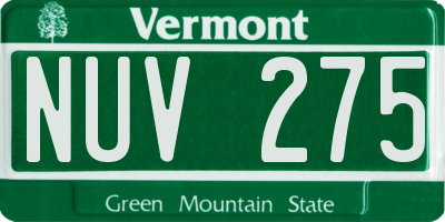 VT license plate NUV275