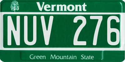 VT license plate NUV276