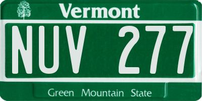 VT license plate NUV277
