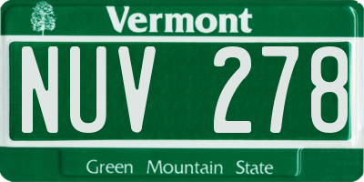 VT license plate NUV278