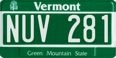 VT license plate NUV281