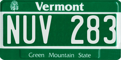 VT license plate NUV283