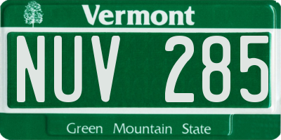 VT license plate NUV285