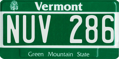 VT license plate NUV286