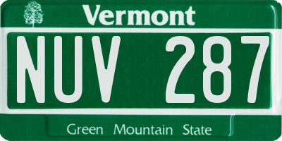 VT license plate NUV287