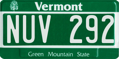 VT license plate NUV292