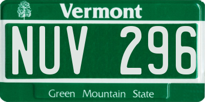 VT license plate NUV296