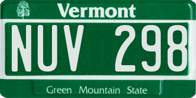 VT license plate NUV298
