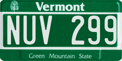 VT license plate NUV299