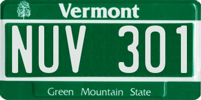 VT license plate NUV301