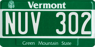 VT license plate NUV302