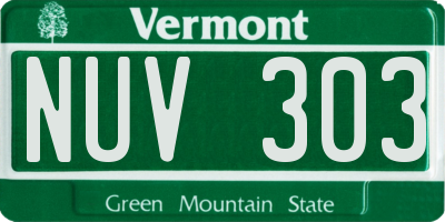 VT license plate NUV303