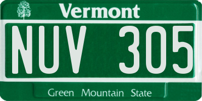 VT license plate NUV305