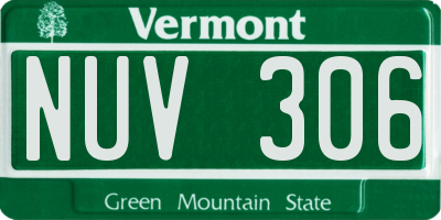 VT license plate NUV306