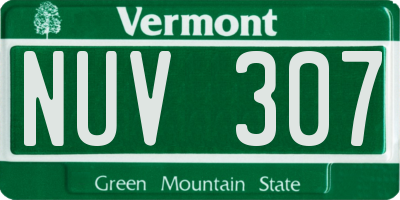 VT license plate NUV307