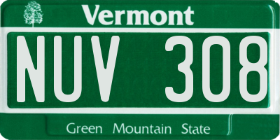 VT license plate NUV308