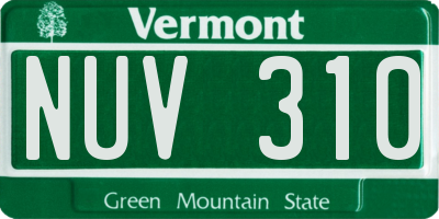 VT license plate NUV310
