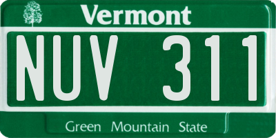 VT license plate NUV311