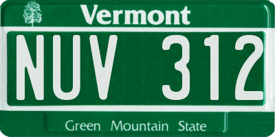 VT license plate NUV312