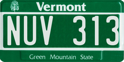 VT license plate NUV313