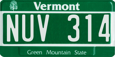 VT license plate NUV314
