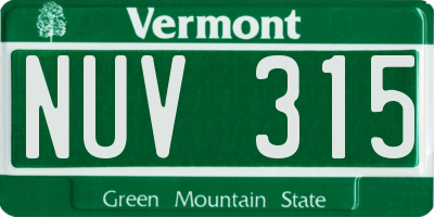 VT license plate NUV315