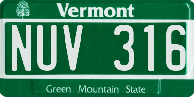 VT license plate NUV316