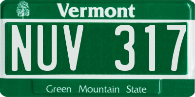 VT license plate NUV317
