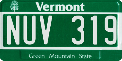VT license plate NUV319