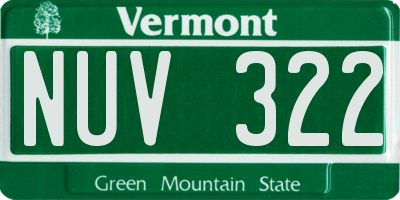 VT license plate NUV322