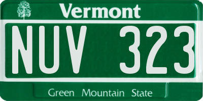 VT license plate NUV323
