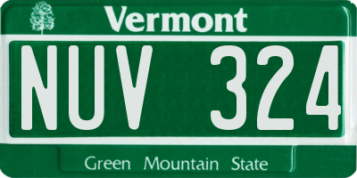 VT license plate NUV324