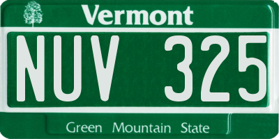 VT license plate NUV325