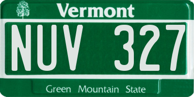 VT license plate NUV327