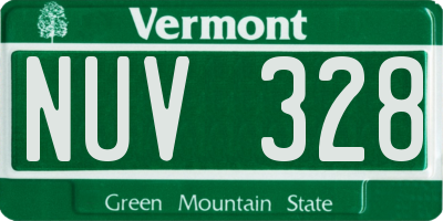 VT license plate NUV328