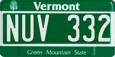 VT license plate NUV332