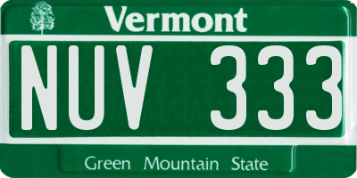 VT license plate NUV333