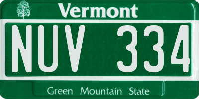 VT license plate NUV334